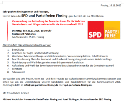 Aufstellungsversammlung zur Wahl unserer Kandidat:innen für die Gemeinderats- und Bürgermeisterwahl 2026