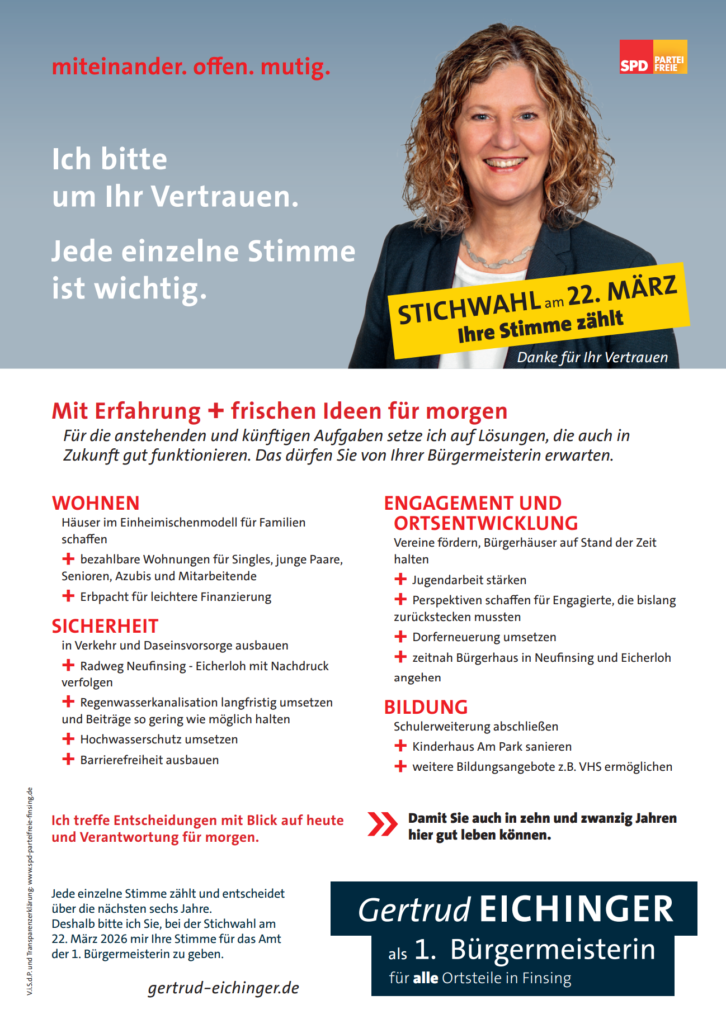 Ein Kreuz bei Gertrud in der Stichwahl am 22.3. zur Bürgermeisterin