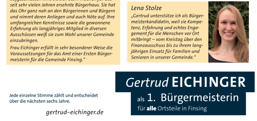 Breite Unterstützung von Gertrud als 1. Bgm