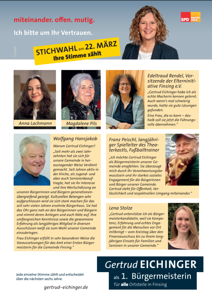 Breite Unterstützung von Gertrud als 1. Bgm